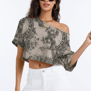 T-shirts personnalisés en coton pour femmes, coupe courte, col bateau, avec logo personnalisé, pour le fitness - Product Image 2