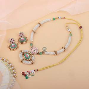 Antique Gold Plated Zircon Bridal Necklace Set by Sarita Hasli - Product Image 3