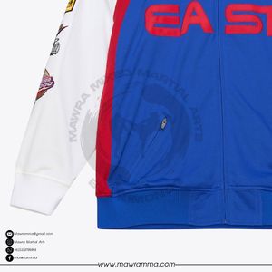 Blouson bomber en satin avec logo personnalisé, broderie patchwork, logo unisexe, coupe oversize, streetwear, blouson letterman uni pour unisexe - Product Image 3