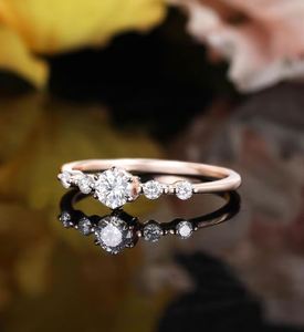 Moissanite Engagement <b>Ring</b> Yellow Gold for <b>Women</b> Vintage Prong <b>Set</b> Diamond Anniversary <b>Ring</b> Elegant Bridal Gift - Product Image 5