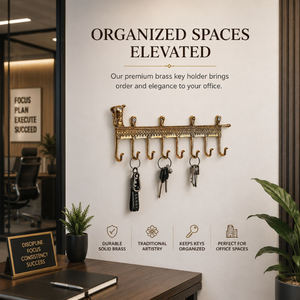 Handcrafted Solid Brass Horse Head Key Holder Wall Mounted Decorative 8 Hook Organizer Vintage Home Entryway Office Décor <b>Rack</b> - Product Image 3