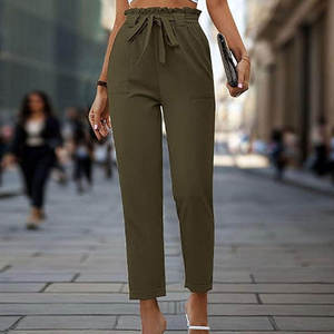 Woman's Trousers Drawstring High Waist Outdoor Casual Cargo Fitness <b>Pants</b> With Pockets Straight Leg Loose Straight Joggers - Product Image 3