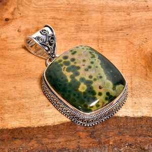 Colgante de Jaspe Oceánico en Plata de Ley 925, Gema Orbicular, Joyería Boho Hecha a Mano, Regalo Único para Mujer - Product Image 5