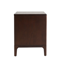 Table de chevet Miereta en bois d'acajou avec deux tiroirs, design moderne, idéale pour appartement, meuble de chambre à coucher