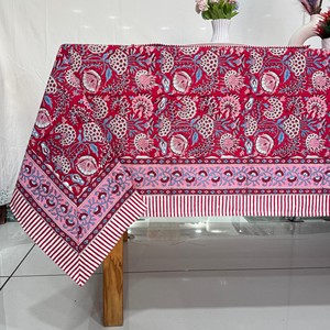 Printed Cotton <b>Tablecloth</b> Floral Pattern Traditional Chinese Style <b>Square</b> Shape Washable Home Use - Product Image 1