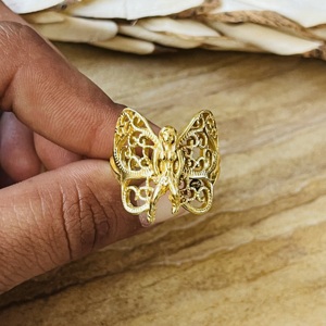 Unique Design Latest Butterfly <b>Rings</b> Boho Brass Jewelry Women 18k Gold Plated Filigree Angel Fairy Band <b>Ring</b> Wholesale/OEM/ODM - Product Image 3