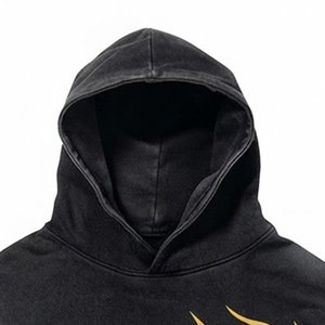 Sudadera con Capucha Extra Grande para Mujer, con Logotipo Personalizado, Color Negro Sólido, Tejido de Algodón, Hombros Caídos, Manga Larga, para Otoño - Product Image 5