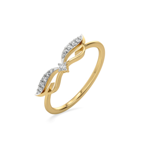 Womens Yellow Gold Diamond Engagement <b>Ring</b> With Wing Design Round Brilliant Cut Romantic Style - Product Image 2