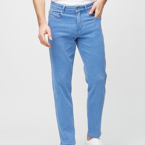 Men's Straight Fit Denim <b>Jeans</b> Breathable Solid Pattern Winter Summer High Quality Fabric Casual Style - Product Image 1