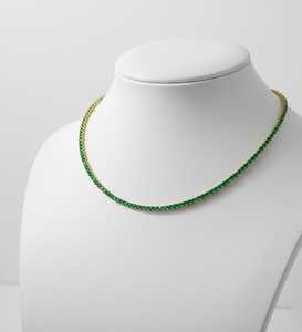 Collar de tenis de oro de 14 quilates con diamantes y esmeraldas de corte brillante, joyería fina y elegante - Product Image 6