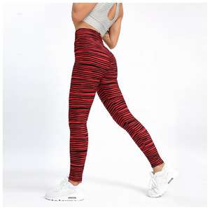 Servicio OEM al por mayor: Leggings de yoga de cintura alta con sublimación y rayas para mujer, pantalones ajustados con logo personalizado para dama. - Product Image 3
