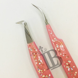 Pinzas de Pestañas con Purpurina Rosa, Pinzas de Extensión de Pestañas de Visón Sostenibles, Pinzas de Extensión de Pestañas Postizas con Logotipo - Product Image 4