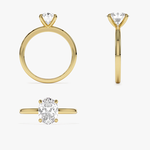 Bague de fiançailles en or jaune avec diamant taille ovale, bijoux classiques pour femmes - Product Image 4