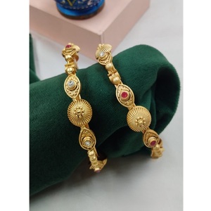 Luxury Premium Quality Brass Gold Plated Moissanite Two Set Of Openable Bangles For Women & Girls For Wedding Wear Collection - Product Image 1