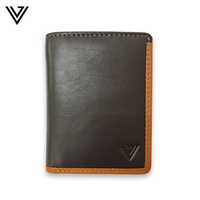 VAND 008 Dompet Lipat Dua Kulit Nappa Premium Klasik Pria Pendek Ringkas Tipis Lapisan Katun Lembut Berkualitas Tinggi Multi-Fungsi