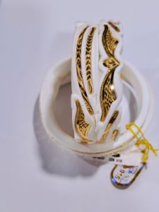 LISA JEWELLERS 22K <b>Solid</b> <b>Gold</b> Vintage White Conch Shell <b>Bangle</b> Women Traditional Bengali Bridal Wedding Jewelry Authentic Shakha - Product Image 5