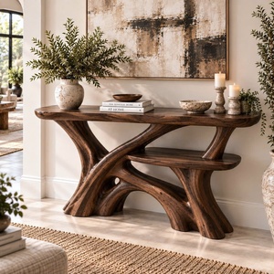 Table console en bois Luxali, design unique, fabrication artisanale, bois massif naturel, table d'entrée, mobilier de luxe pour salon, nouvelle décoration pour la maison - Product Image 2