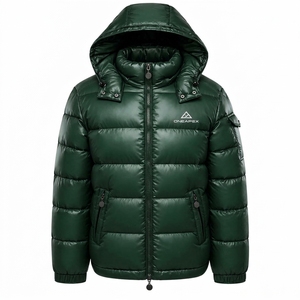 <b>Men's</b> <b>Green</b> Hooded Puffer <b>Jacket</b> Warm Quilted Winter Outdoor Coat Lightweight <b>Waterproof</b> <b>Jacket</b> One Apex - Product Image 4