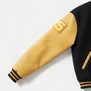 Stylish Varsity <b>Winter</b> <b>Jacket</b> for Men Classic Design Stand Collar Front Logo Soft Lining Comfortable Fit Perfect for Casual Wear - Product Image 5