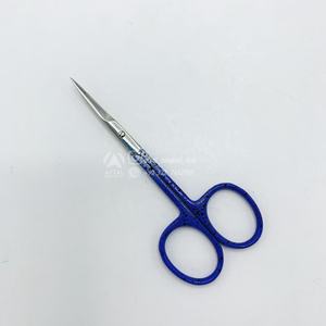 Tijeras para manicura y pedicura de acero inoxidable con logotipo personalizado, mango de Color azul, Tijera para cutículas de piel muerta, afilada rusa, novedad - Product Image 2