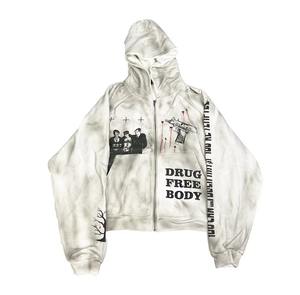 เสื้อฮู้ดดี้วินเทอร์แบบทำสีซีดพิเศษ 420 กรัม ผ้าฝ้ายเทอร์รี่ 100% กางเกงวอร์มซิปแบบยูนิเซ็กซ์ ปักลาย ขายส่ง - Product Image 1