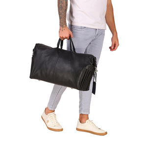 Petit sac de voyage unisexe en cuir pleine fleur pour homme, sac de sport, sac de week-end, sac de voyage avec logo personnalisé - Product Image 6