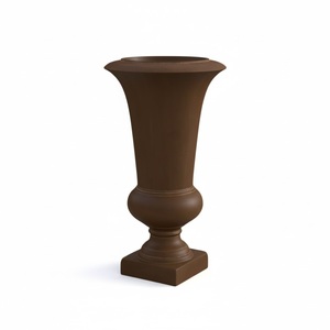 Urne de jardin en résine bronze antique avec base carrée, pot à fleurs classique d'extérieur pour plantes, urne de jardin en aluminium - Product Image 5
