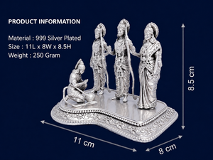 Idole Ram Darbar plaquée argent 999 de Jaipur Metals |   Statue de dieu hindou 100% en laiton |   11 x 8 x 8,5 cm |   250 g |   Pooja et Cadeau - Product Image 3