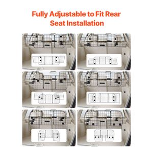 Barrera ajustable para perros de 38.5 a 61.6 pulgadas, de malla de alambre resistente, para el área de carga del maletero, ajuste universal, cubierta para asiento trasero de mascotas - Product Image 4