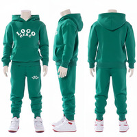 Ensembles de vêtements à capuche unisexes pour enfants 2026, décontractés, respirants, vert délavé, grandes tailles 0-16, 100 % coton, couleur unie
