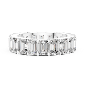 Emerald Shape Round Brilliant Lab Grown Diamond Engagement Ring 18K White Gold EF Luxury 15 <b>Stone</b> Bridal Jewelry 4.40MM 5.25CT - Product Image 3