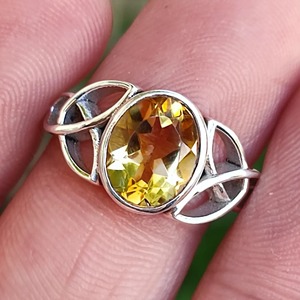 Citrine 925 Sterling Silver <b>Boho</b> Statement Promise <b>Ring</b> for Women Yellow Gemstone 8 x 10 mm Oval November Birthstone Month - Product Image 4