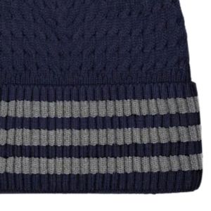 Gorro de Punto Gris Marino a Rayas con Puño, Gorro de Invierno para Hombre y Mujer, Logotipo Personalizado, Fabricante de Ropa OEM, Venta al Por Mayor - Product Image 5