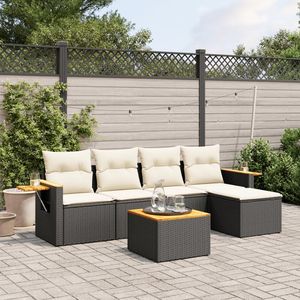 Ensemble de canapés de jardin modulaires moyens en rotin PE noir, meubles d'extérieur élégants et durables - Product Image 1