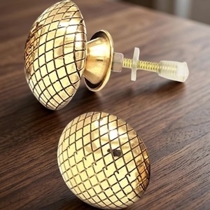 Handmade Modern Brass Etched Knob Drawer <b>Door</b> Wardrobe Dresser Pull Handle Kitchen Bedroom Bathroom Living Room Cabinets <b>Beads</b> - Product Image 1
