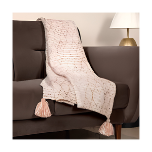 Manta Texturizada Rosa Pálido Suave con Borlas para Sofá y Silla, Tejido Waffle, Decoración del Hogar, Borde con Flecos, Tamaño y Color Personalizados, OEM ODM, Acogedora - Product Image 1