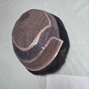 Taz Hair BD Peluca de Cabello Humano con Encaje Frontal para Hombres, Cabello Remy Indio, Ondas de Agua, con Parches Centrales - Product Image 1