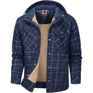 <b>Mens</b> Workwear <b>Flannel</b> Shirt <b>Jacket</b> with Hoodie Durable Heavyweight Plaid <b>Flannel</b> Shirts Bulk Wholesale Direct Rate - Product Image 1