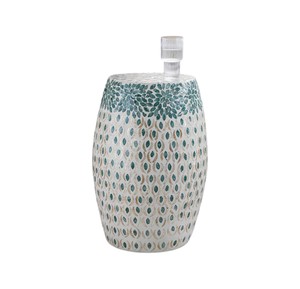 Teal Crown Barrel Accent <b>Stools</b> Mother of Pearl Handcrafted Mosaic Small Side Table For Living Room Bedroom Decor Use - Product Image 1