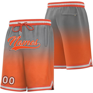 Pantalones Cortos de Baloncesto Sublimados Personalizados para Hombre, de Malla con Degradado Naranja y Gris, con Cordón Ajustable, Bolsillos y Logotipo Frontal - Product Image 6
