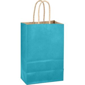 24 Sacchetti Regalo in Carta Blu Mare con Manici 21x15x8 cm, Sacchetti Solidi per Feste, Ordine all'Ingrosso - Product Image 1