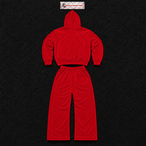 <b>Red</b> Tracksuit Set <b>Mens</b> Premium Full Zip <b>Hoodie</b> And Jogger Pants Two Piece Outfit Casual Streetwear Athletic Sportswear Soft Com - Product Image 6