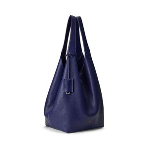 Sac fourre-tout en cuir pleine fleur, minimaliste pour tous les jours, sac à bandoulière bleu marine. - Product Image 1