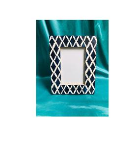 Handmade Blue <b>White</b> Checkered Bone Inlay Photo <b>Frame</b> Decorative Tabletop Picture <b>Frame</b> for Home Decor - Product Image 2