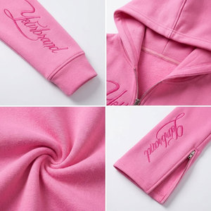 Mono de yoga con capucha rosa de tu marca, largo completo, pierna acampanada, cremallera frontal, cintura alta, ropa deportiva elástica en cuatro direcciones - Product Image 6
