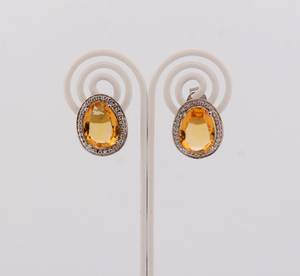 Handmade Citrine <b>Earrings</b> 925 Sterling Silver Gemstone <b>Earrings</b> With Cubic Zirconia Elegant Jewelry For Women - Product Image 2