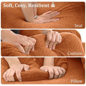 Canapé moderne en laine d'agneau de 68,5 pouces avec coussins décoratifs pour les petits espaces de vie - Product Image 5