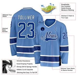 Maillot de hockey sur glace pour homme le plus vendu, conception personnalisée, séchage rapide, uniforme d'équipe, nom d'équipe OEM, impression par transfert thermique en gros - Product Image 3