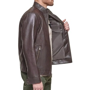 Chaqueta Bomber de Cuero Personalizada para Hombre, Resistente al Viento, Modelo 2026, con Cuello Alto, Logotipo Frontal, Elegante, Transpirable, para Invierno - Product Image 4
