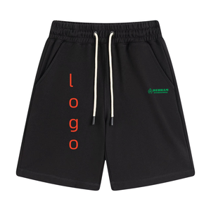 Shorts de jogging personnalisables pour hommes en coton biologique, motif bambou, longueur genou, bermudas, cordon de serrage, motif uni, pantalon de survêtement en jersey - Product Image 2